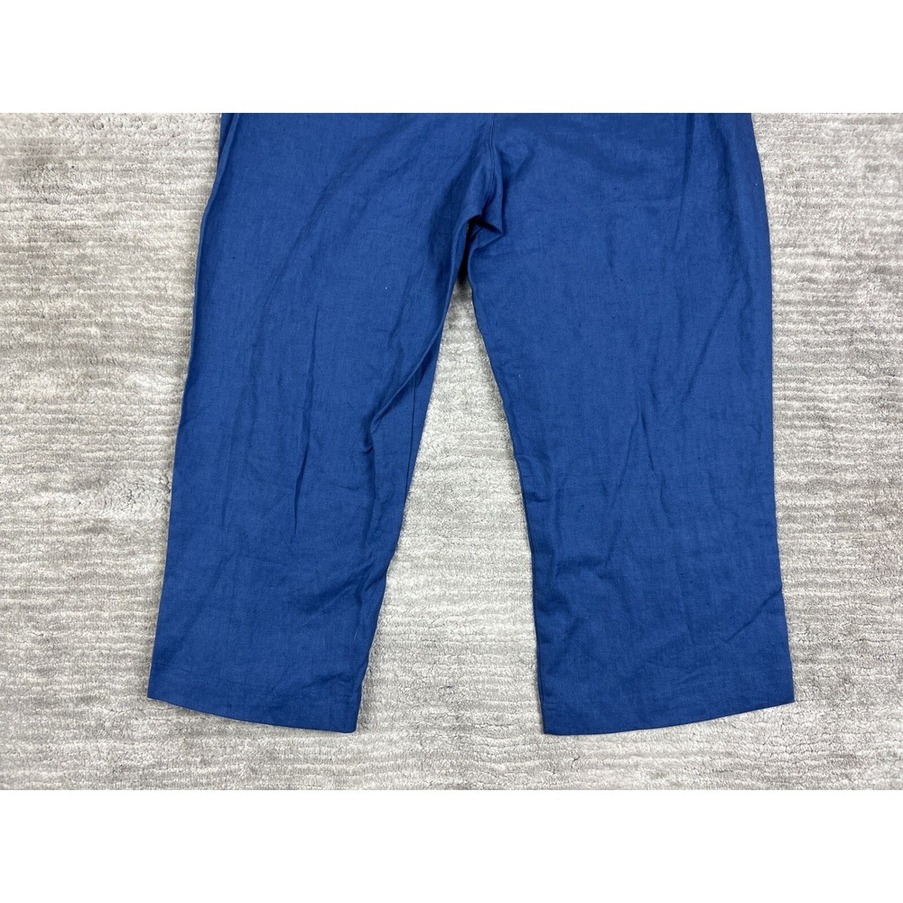 Weekend Choices Pants Womens L Blue Linen Cropped Wide Leg Drawstring‎ JLNP0165 - Picture 9 of 13